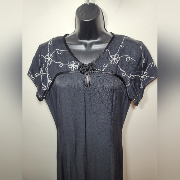 Vintage Jessica Lauren Black Classy Modest Maxi Dress sz 10 - Picture 2 of 8